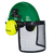 Safety Cap-Style Helmet System with Iron Mesh Face Shield and Earmuffs Lime