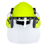 Cap-Style Hard Hat Kit with Lime Mountable Earmuffs and Hi-Transparency Face Shield