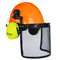 Safety Cap-Style Helmet System with Iron Mesh Face Shield and Earmuffs Lime