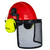 Safety Cap-Style Helmet System with Iron Mesh Face Shield and Earmuffs Lime