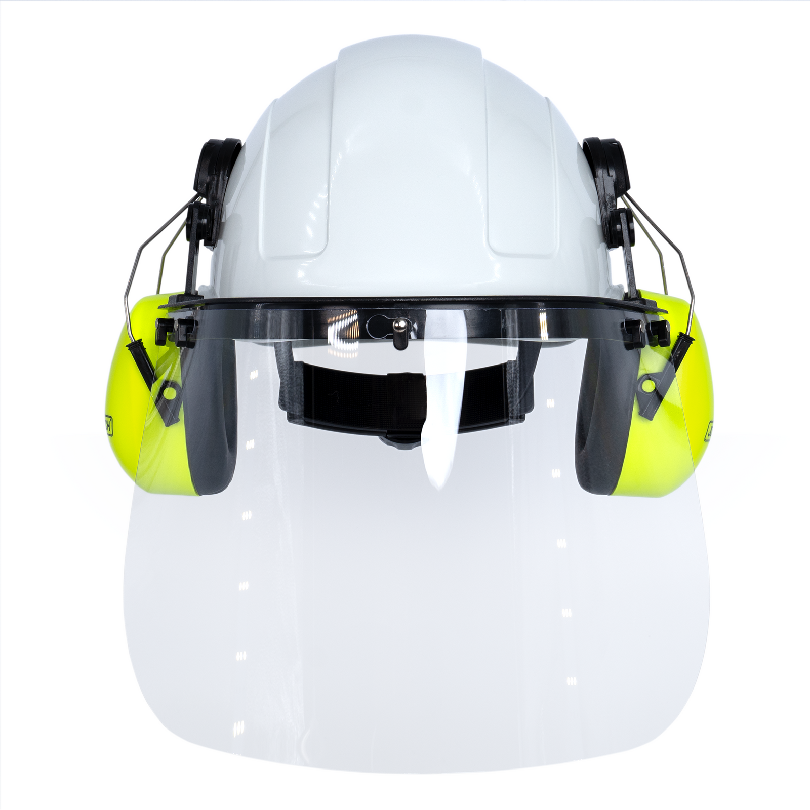 Cap-Style Hard Hat Kit with Lime Mountable Earmuffs and Hi-Transparency Face Shield
