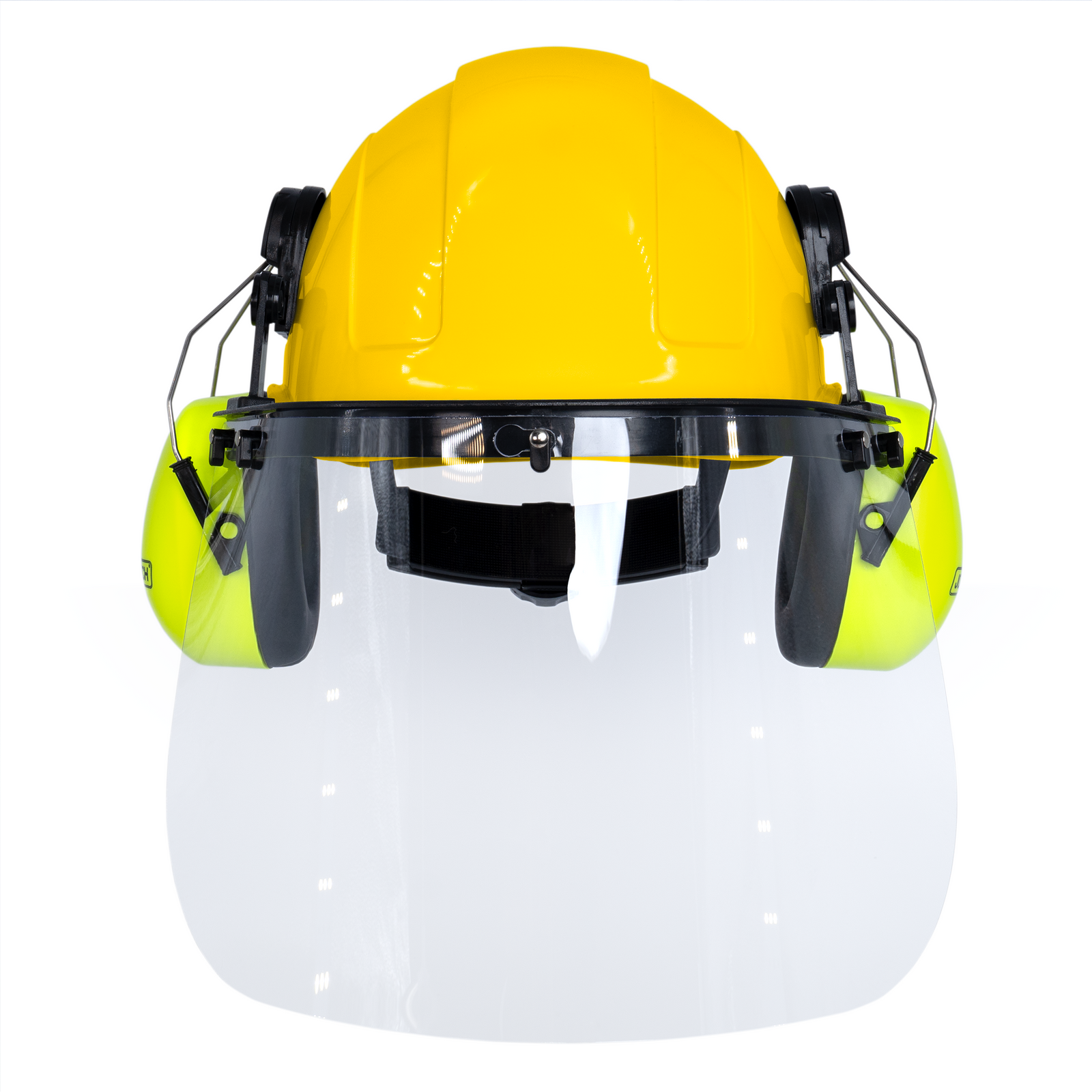Cap-Style Hard Hat Kit with Lime Mountable Earmuffs and Hi-Transparency Face Shield