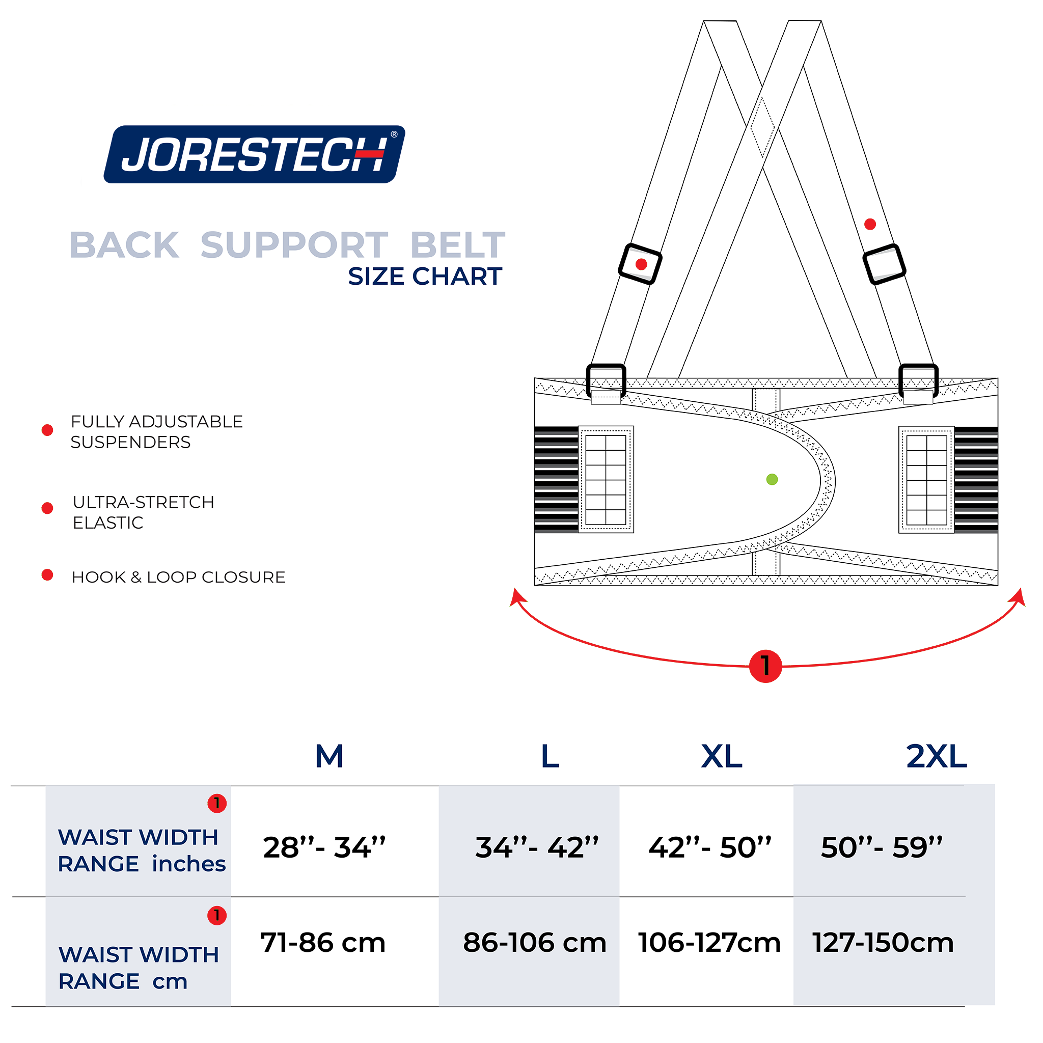 Hi-Vis Adjustable Back Support Belt with Suspenders and Reflective Strips