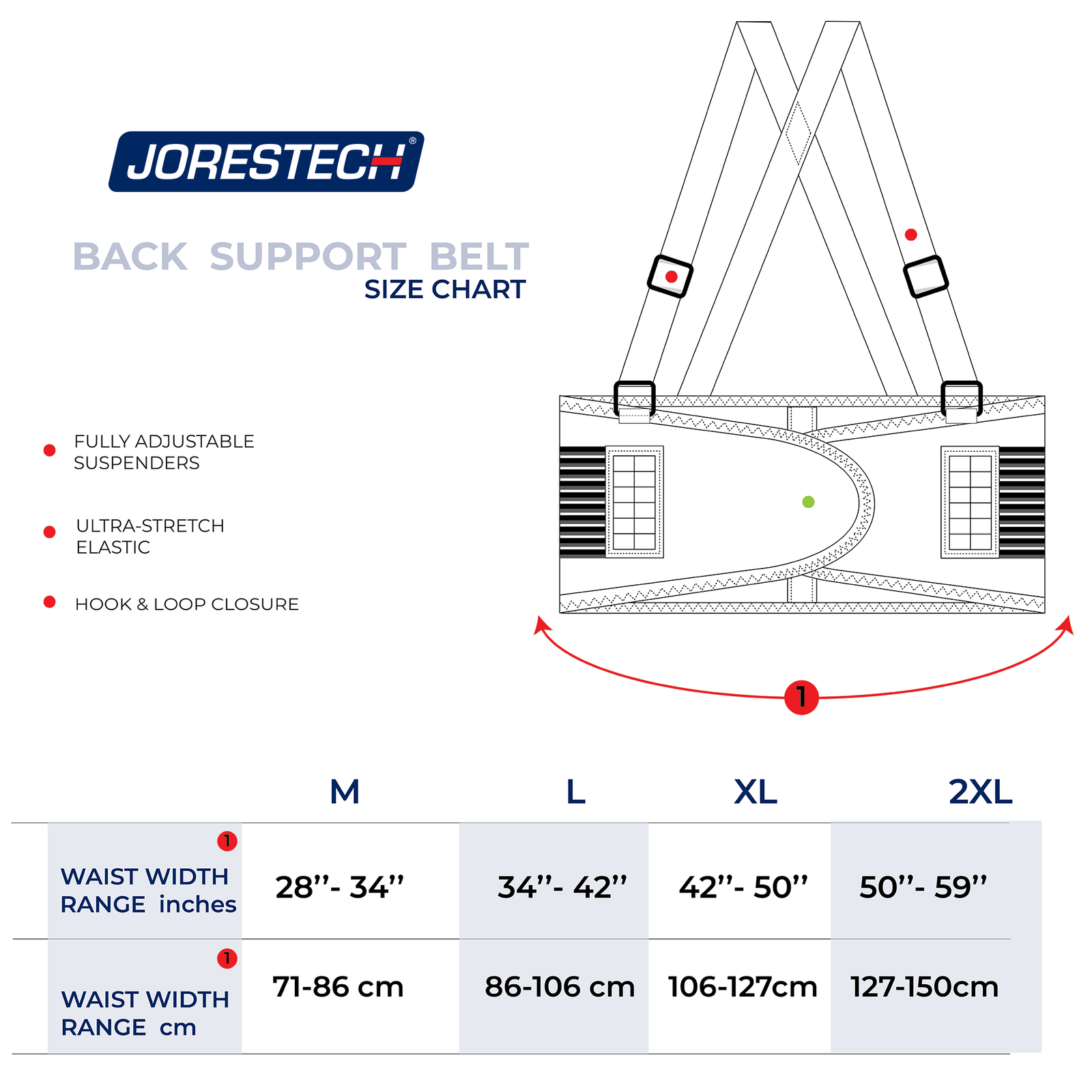 Hi-Vis Adjustable Back Support Belt with Suspenders and Reflective Strips