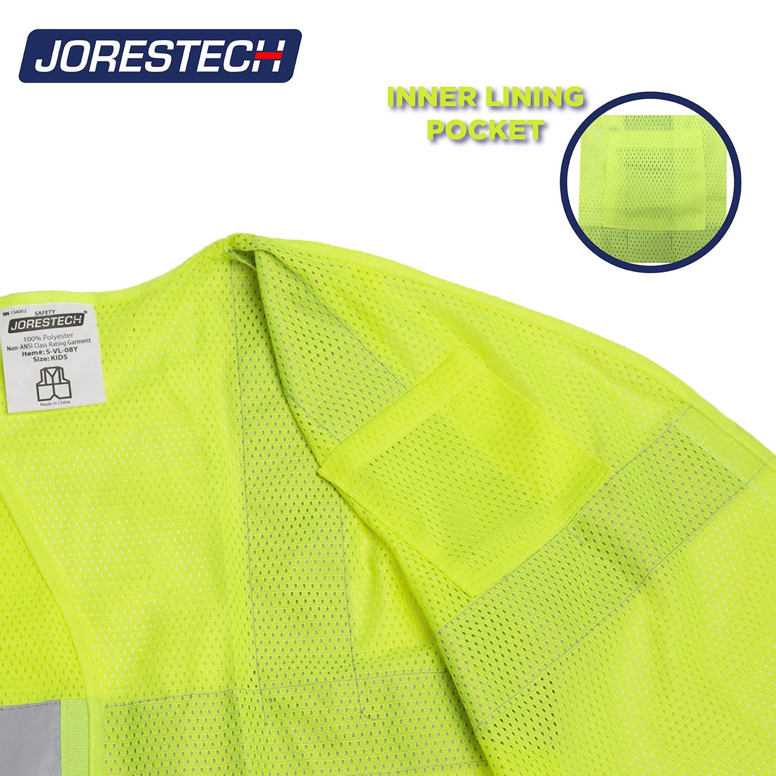 Hi-Vis Mesh Safety Vest with 2” Reflective Strips and Pocket