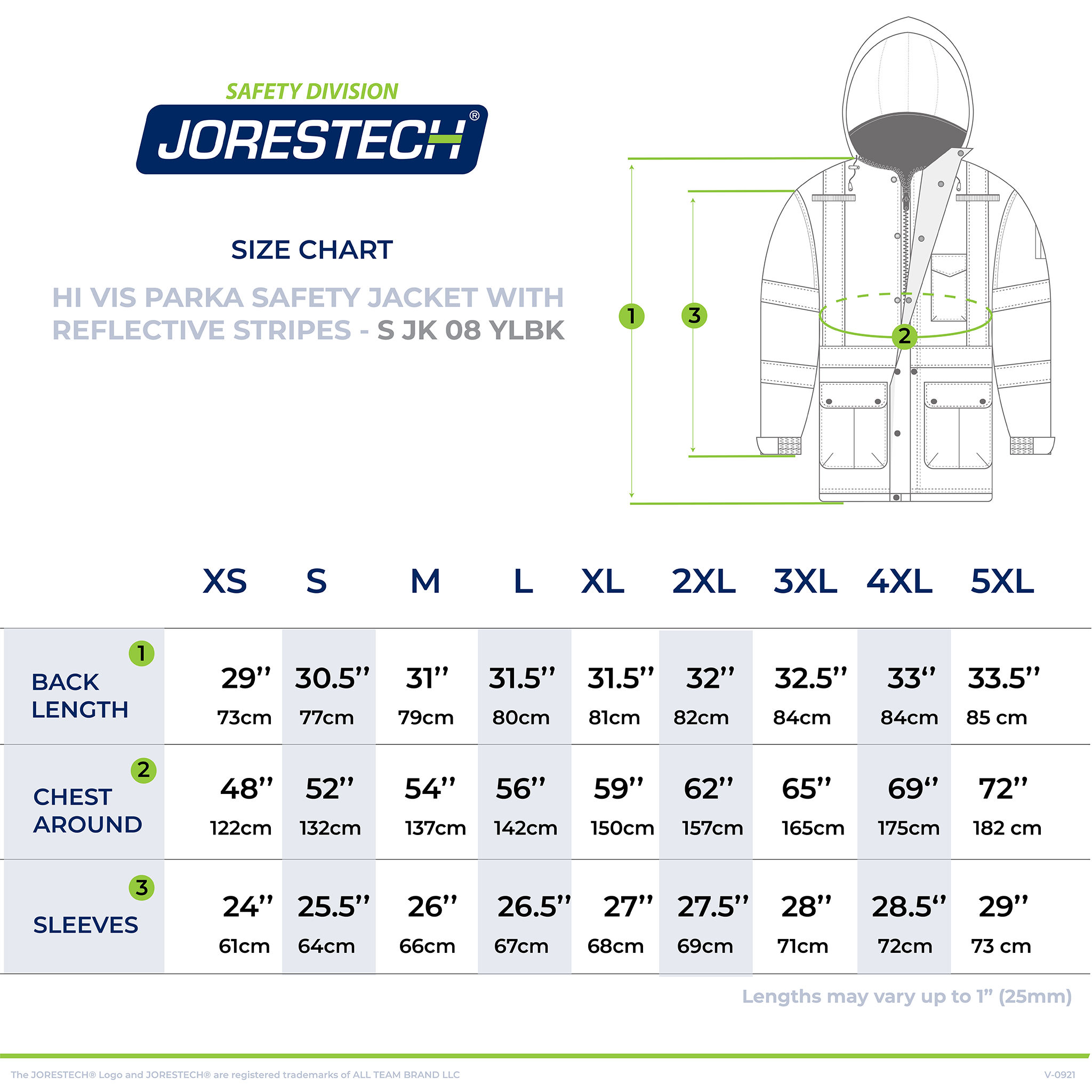 Hi-Vis Parka Safety Jacket with Reflective Stripes
