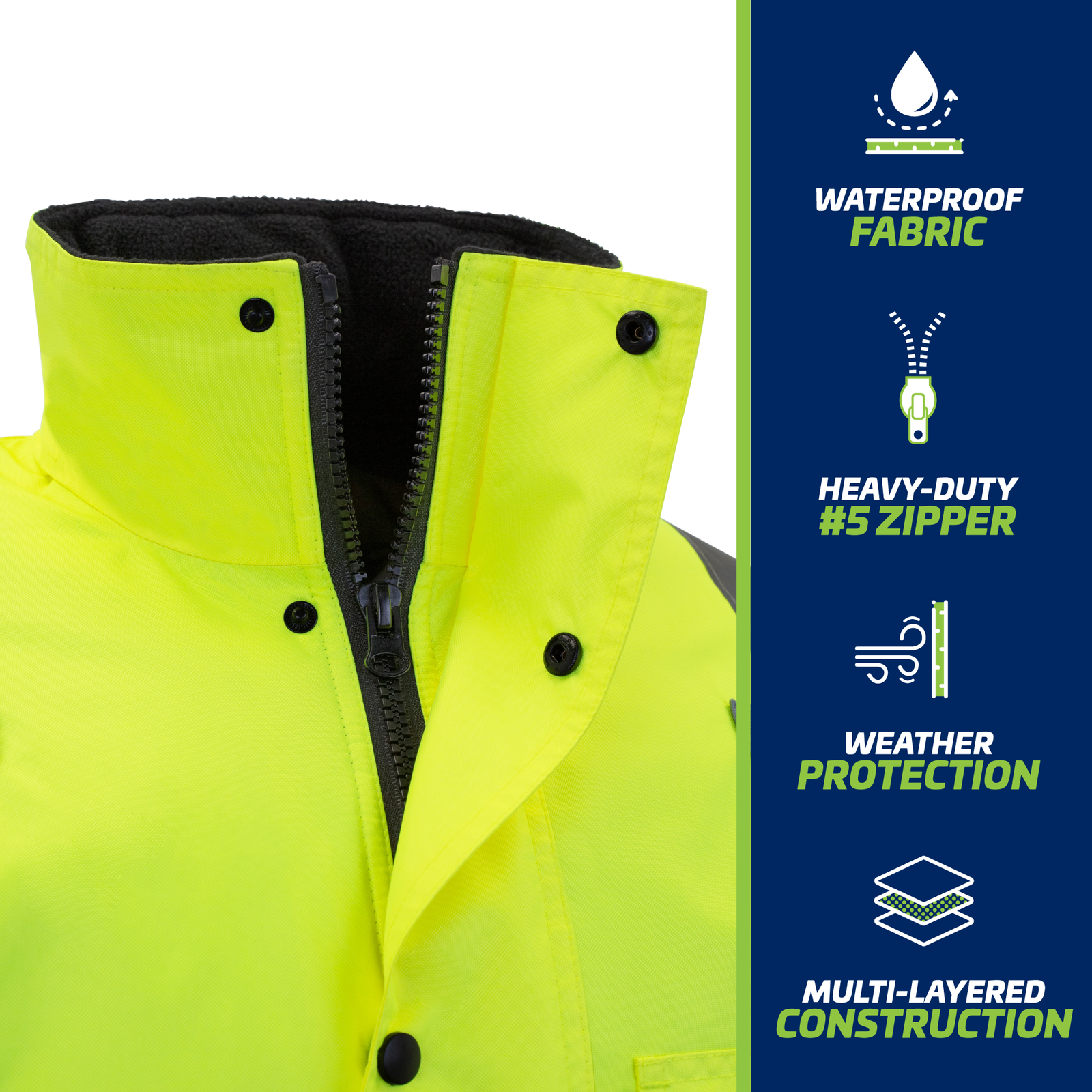 Hi-Vis Parka Safety Jacket with Reflective Stripes