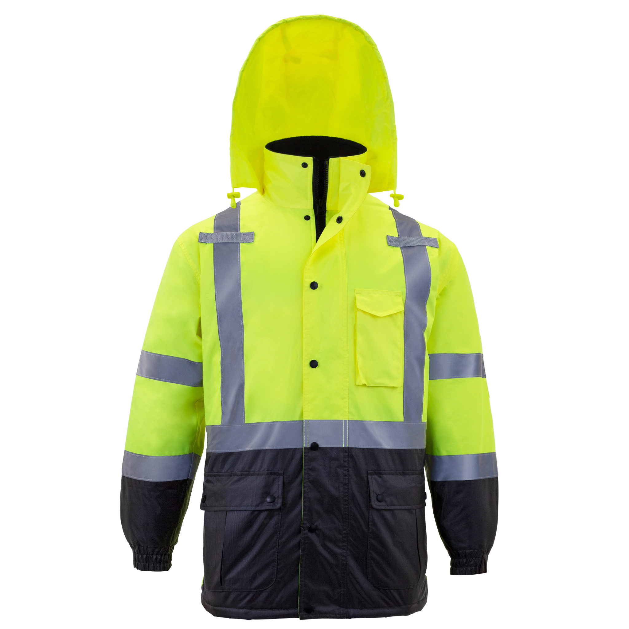 Hi-Vis Parka Safety Jacket with Reflective Stripes