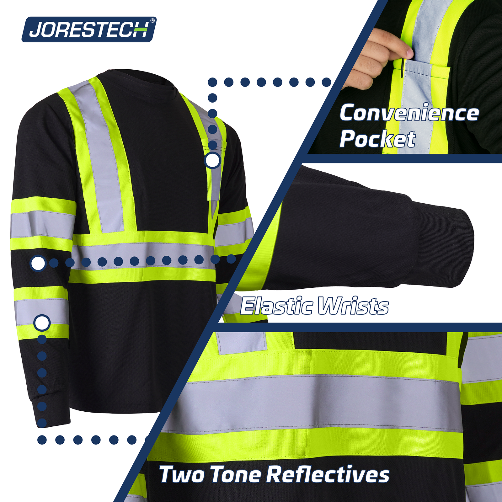 Hi-Vis Reflective Two-Tone Long Sleeve Safety Shirt