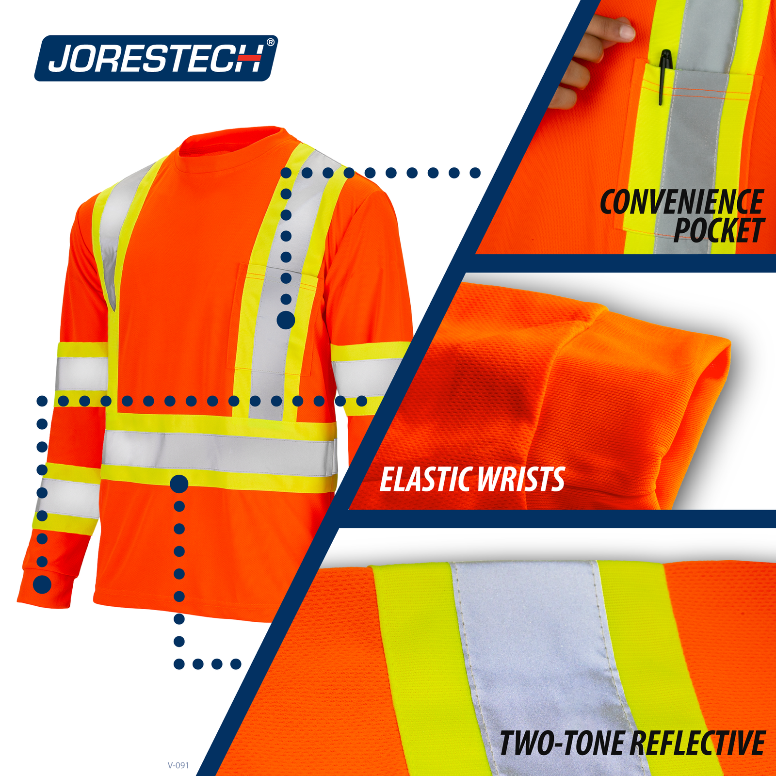 Hi-Vis Reflective Two-Tone Long Sleeve Safety Shirt