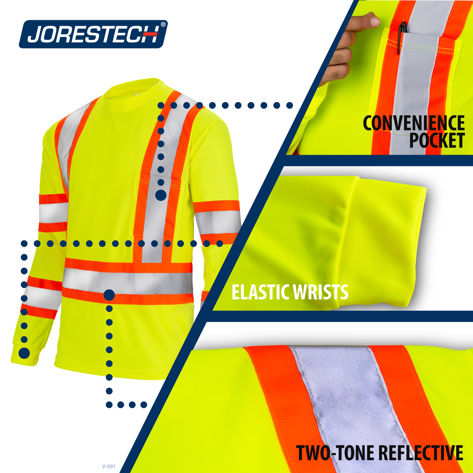 Hi-Vis Reflective Two-Tone Long Sleeve Safety Shirt