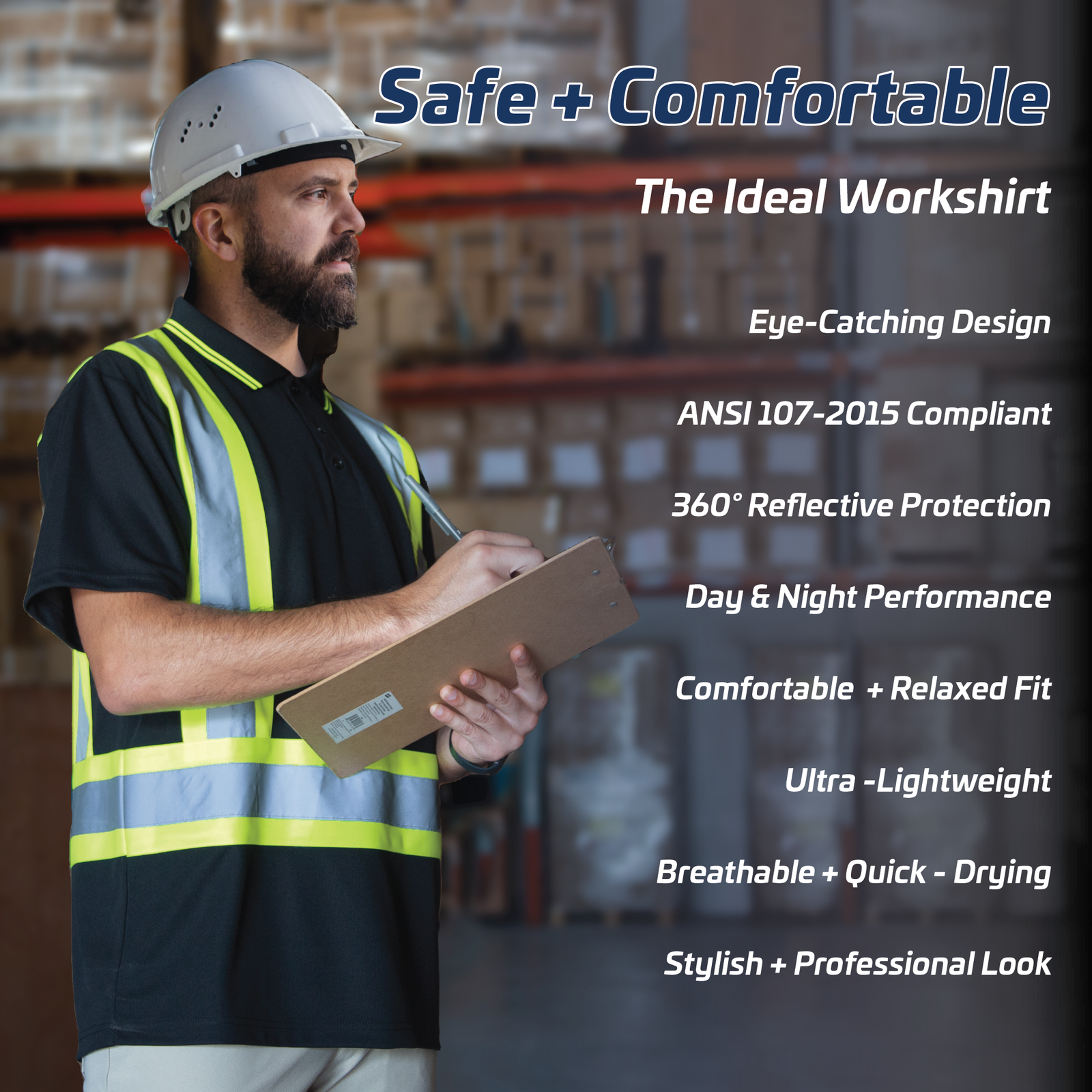 Hi-Vis Reflective Two-Tone Safety Polo Shirt