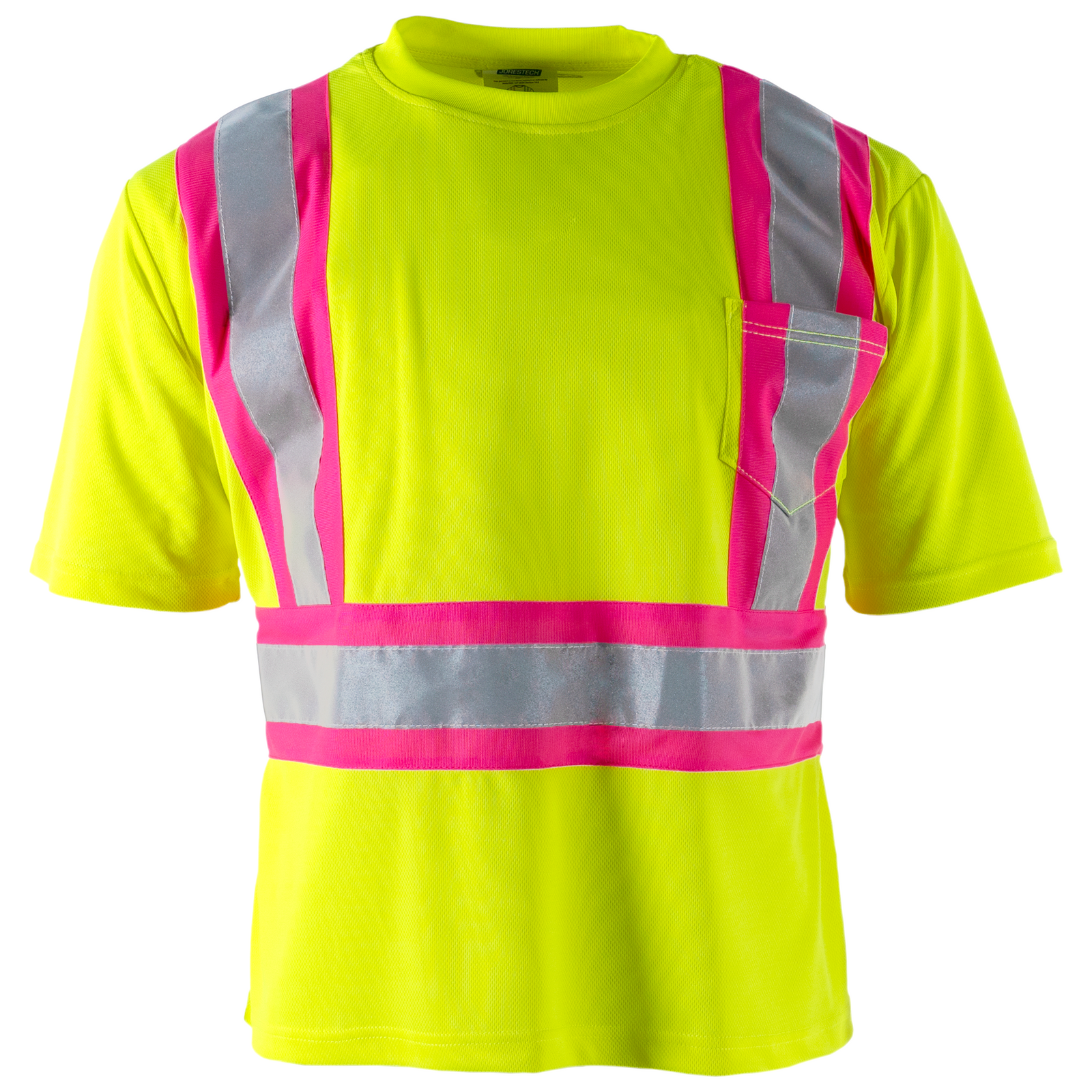Hi-Vis Reflective Two Tone Safety Shirt with Pink Strips