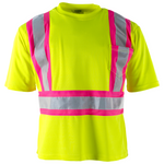 Hi-Vis Reflective Two Tone Safety Shirt with Pink Strips