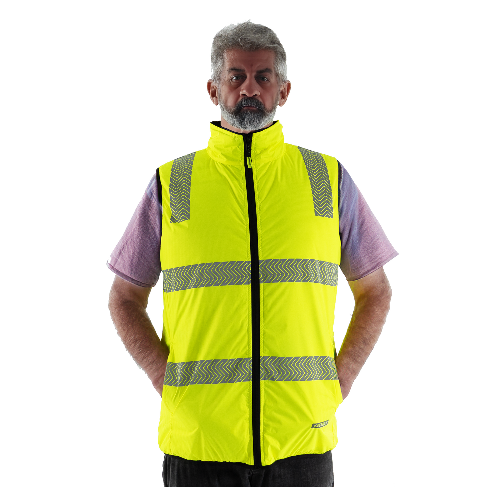 Hi Vis Reversible Insulated Safety Vest with Reflective Thermal Transfer Strips