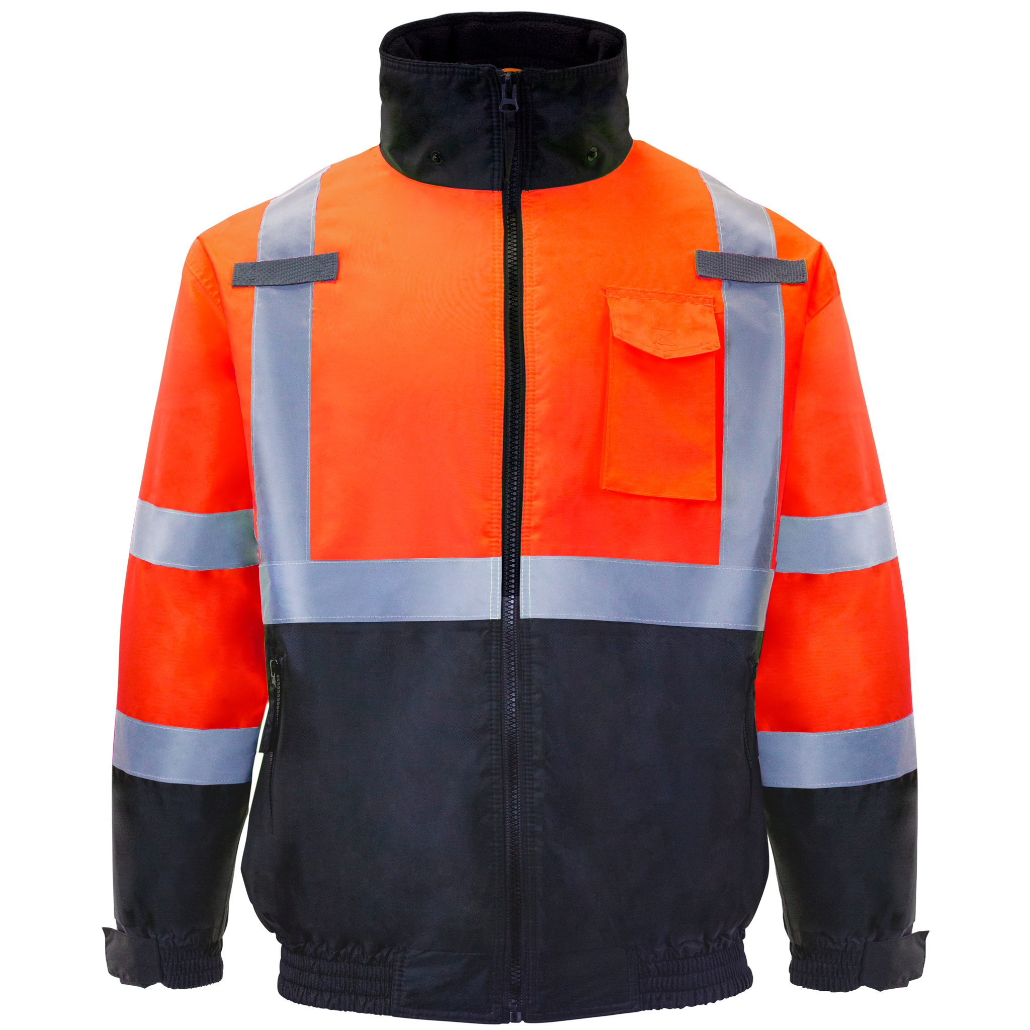 Hi-Vis Safety Bomber Jacket with Reflective Stripes
