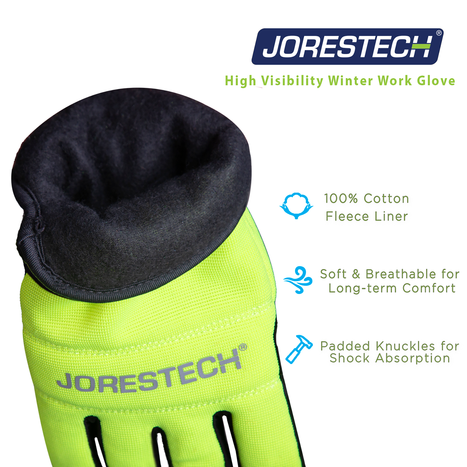 Hi-Vis Touchscreen Safety Work Gloves with Fleece Lining