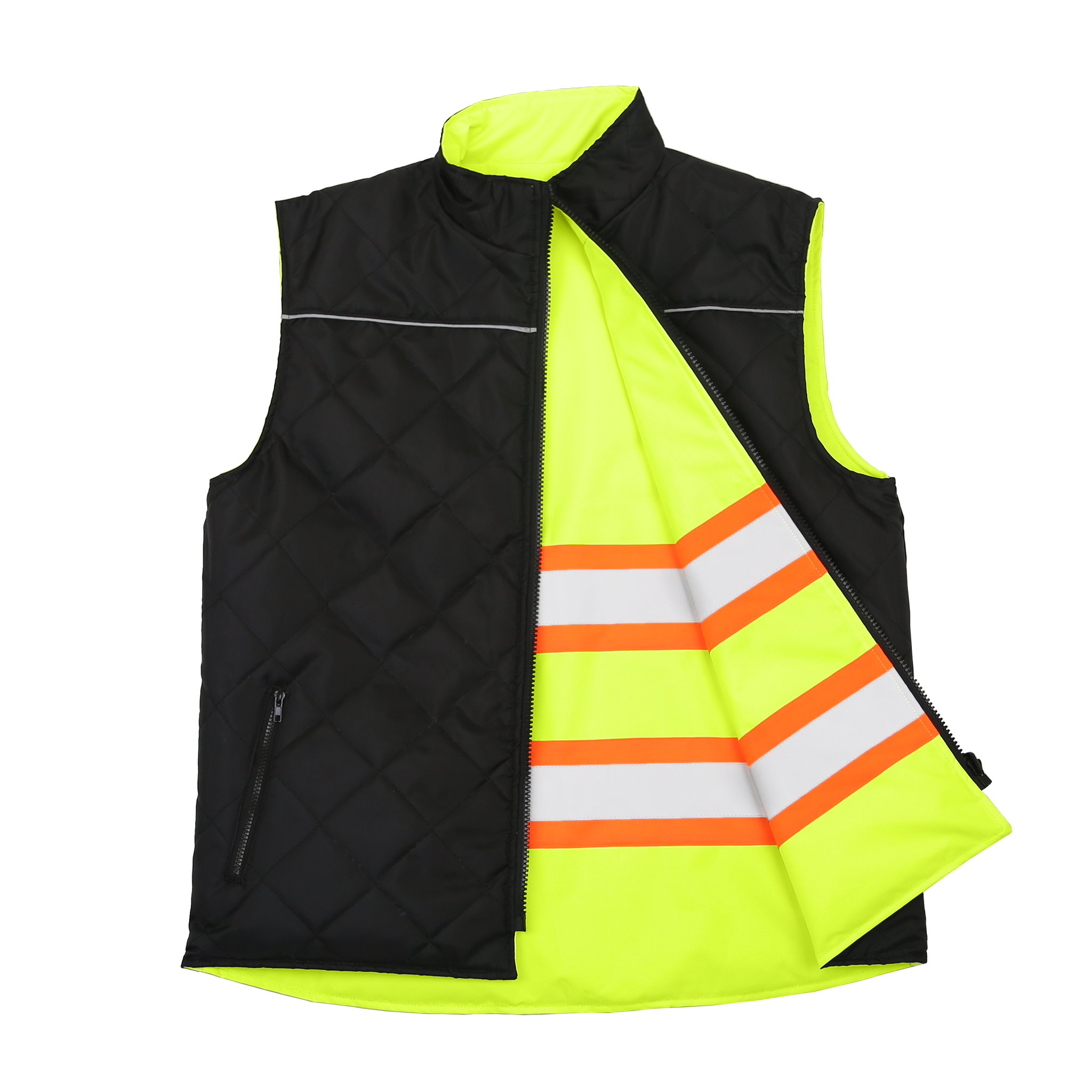 Hi-Vis Two Tone Reversible Insulated Safety Vest with Reflective Strips