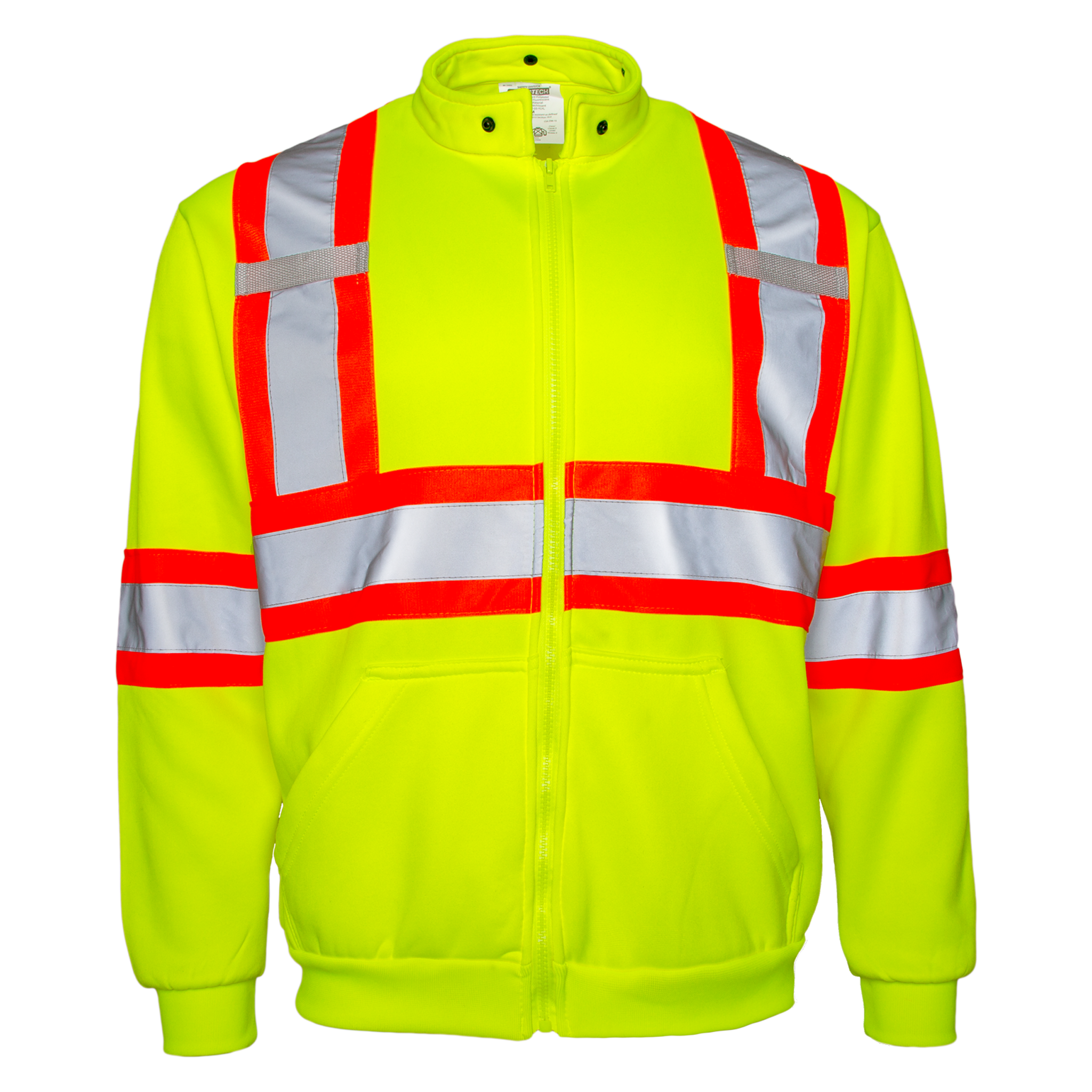Hi-Vis X-Back Two Tone Safety Hooded Sweatshirt with Reflective Stripes