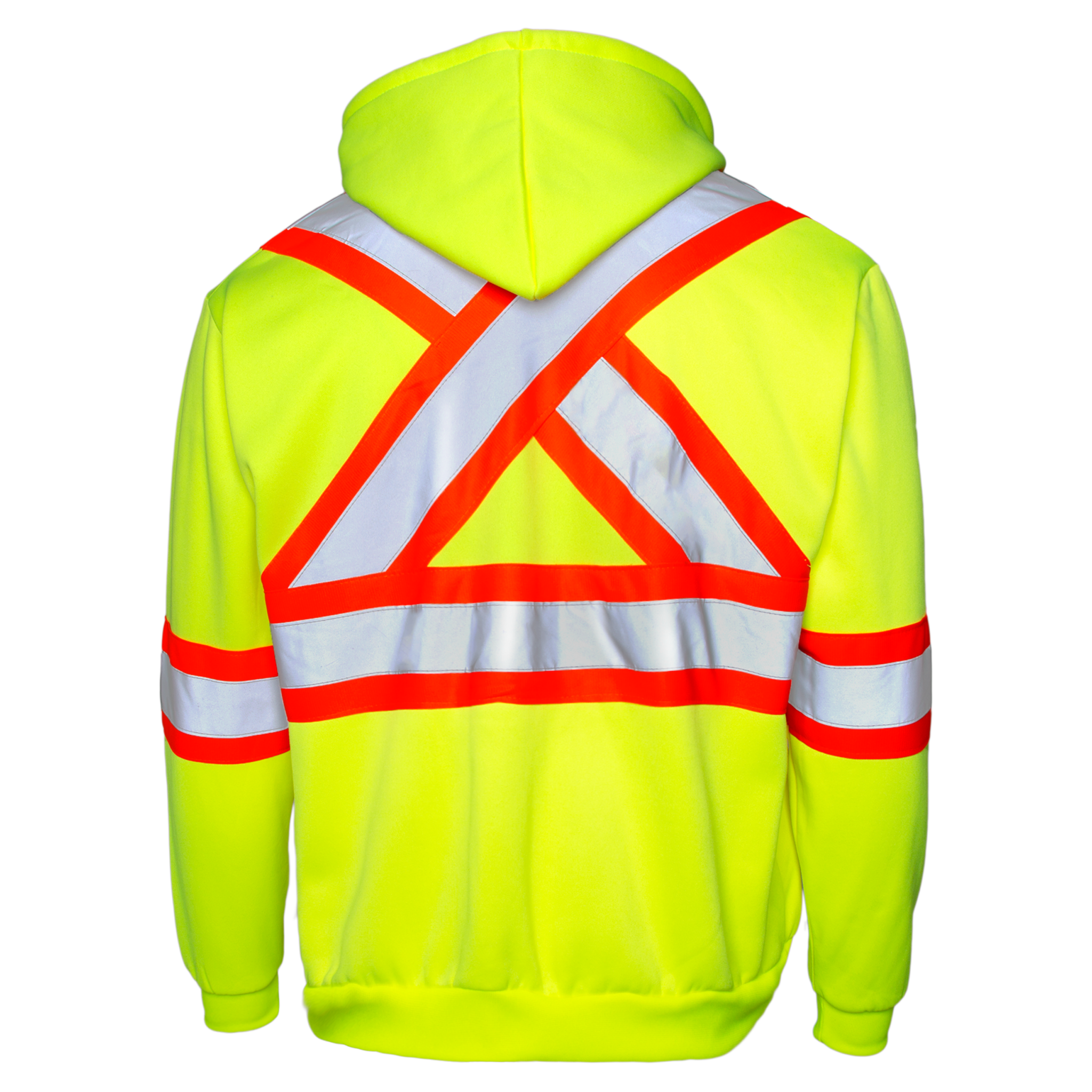 Hi-Vis X-Back Two Tone Safety Hooded Sweatshirt with Reflective Stripes