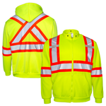 Hi-Vis X-Back Two Tone Safety Hooded Sweatshirt with Reflective Stripes