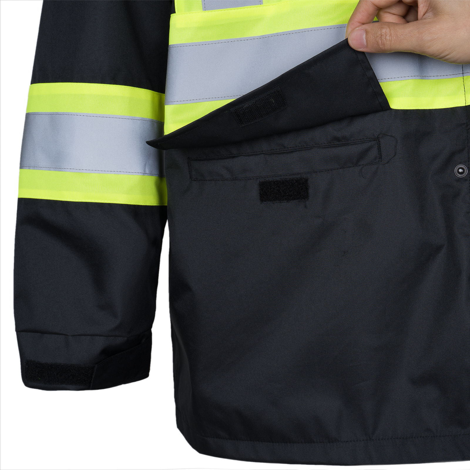 Hi Vis Two Tone Safety Rain Jacket With X Reflective Stripes
