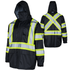 Hi Vis Two Tone Safety Rain Jacket With X Reflective Stripes