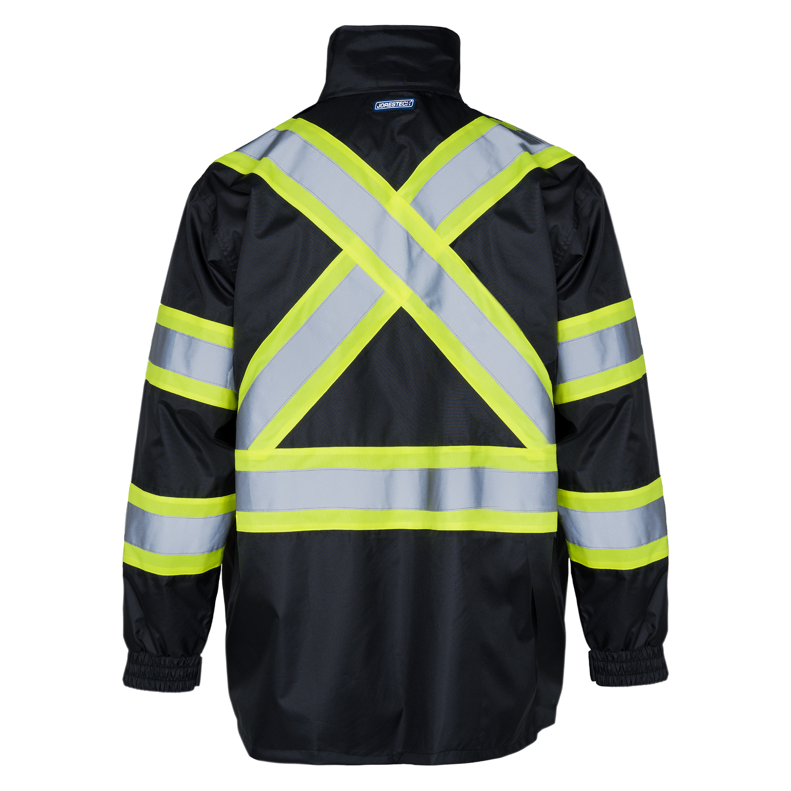 Hi Vis Two Tone Safety Rain Jacket With X Reflective Stripes