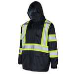 Hi Vis Two Tone Safety Rain Jacket With X Reflective Stripes