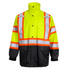 Hi Vis Two Tone Safety Rain Jacket With X Reflective Stripes