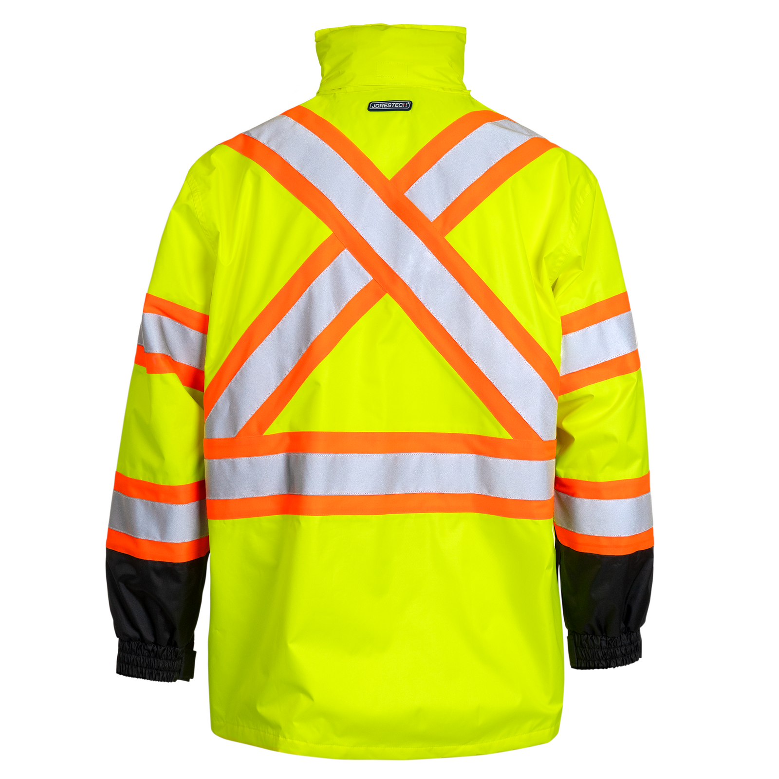 Hi Vis Two Tone Safety Rain Jacket With X Reflective Stripes