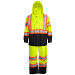 Hi-Vis Two Tone Rain Set with X Reflective Strips On Back