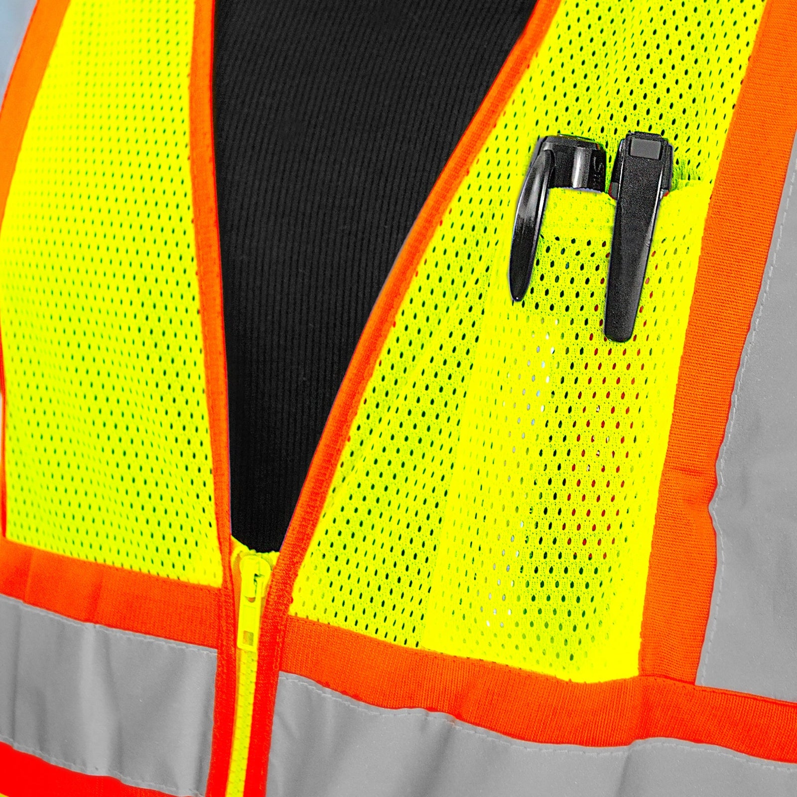 Hi-Vis Two Toned Mesh Safety Vest with 2” Reflective Strips and Pockets