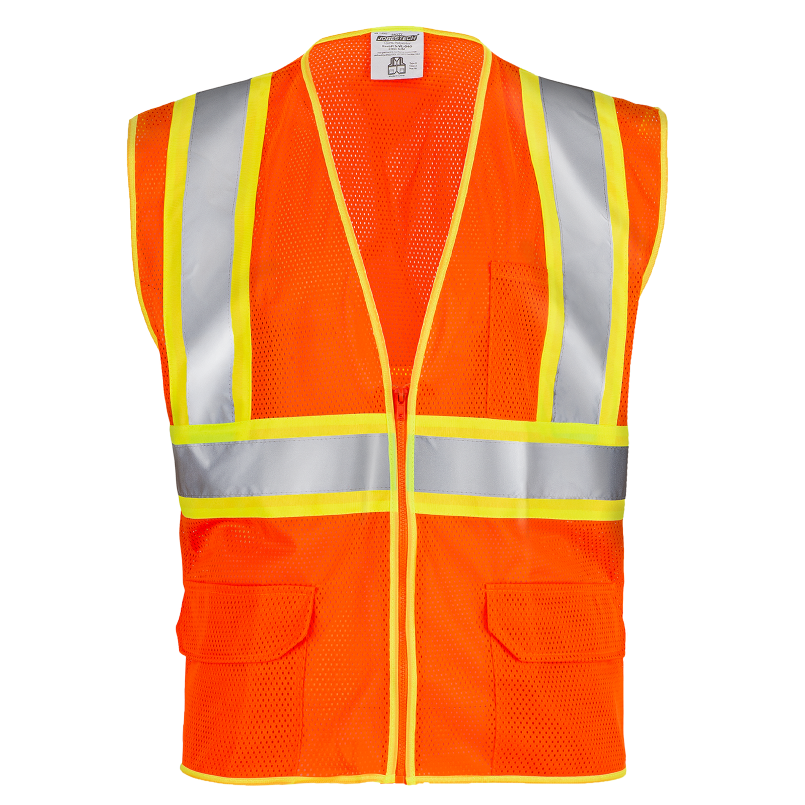 Hi-Vis Two Toned Mesh Safety Vest with 2” Reflective Strips and Pockets