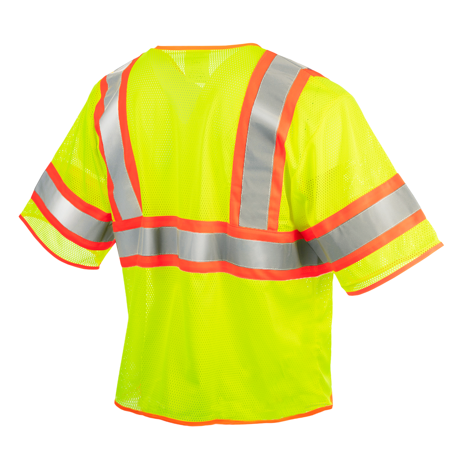 Hi-Vis Two Toned Mesh Sleeved Safety Vest with 2” Reflective Strips and Pockets