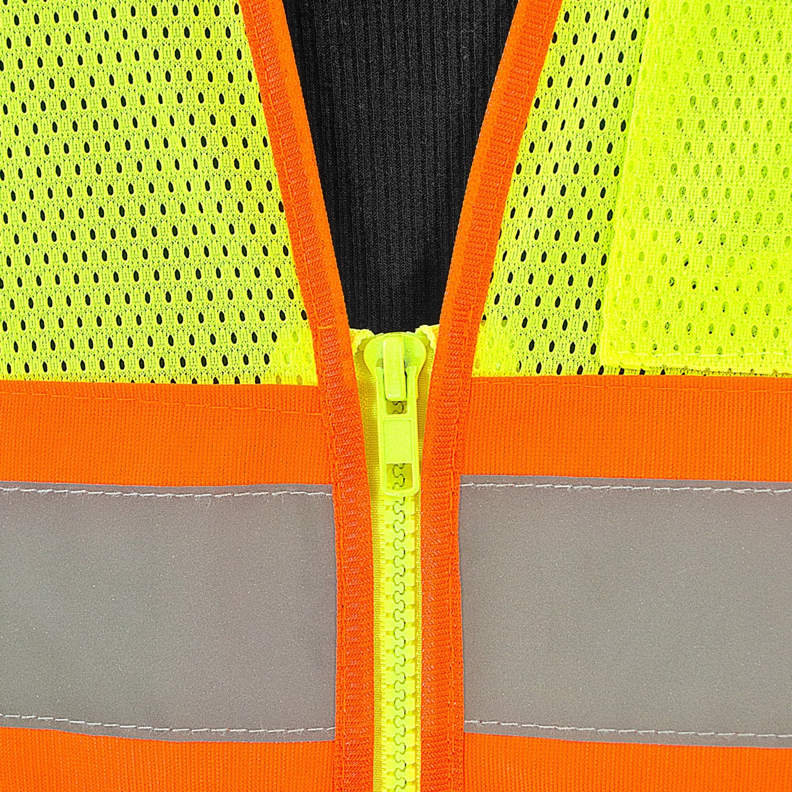 Hi-Vis Two Toned Mesh Sleeved Safety Vest with 2” Reflective Strips and Pockets