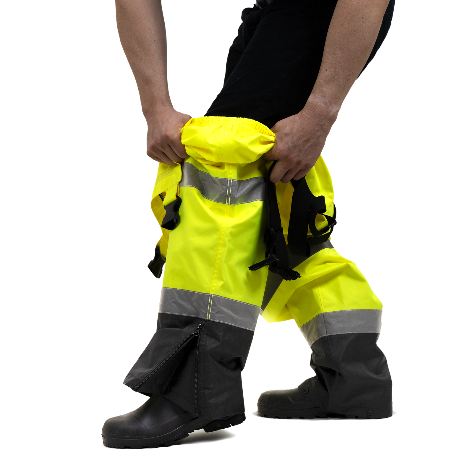 High Visibility Waterproof Safety Overall Pants with Reflective Stripes