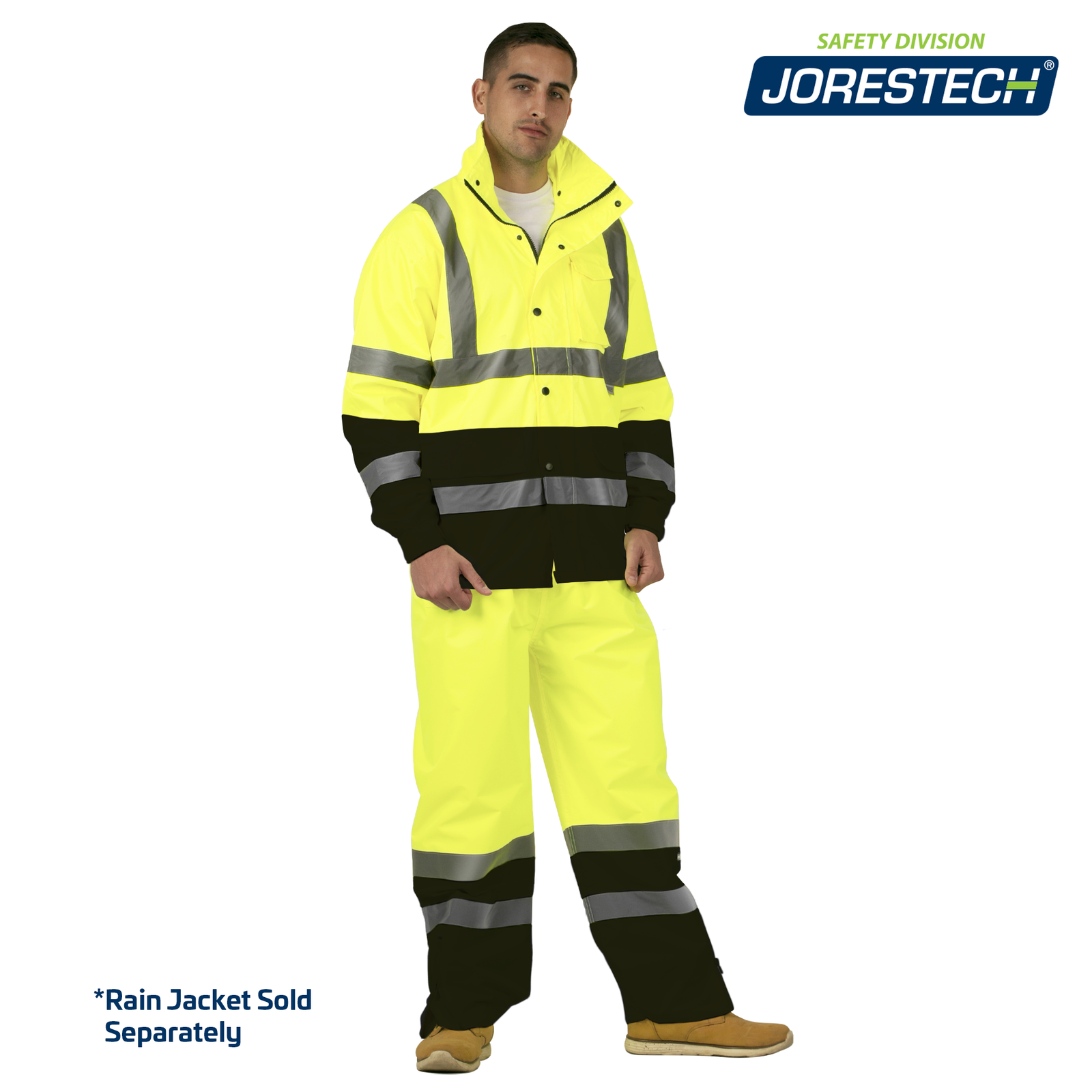 Hi-Vis Yellow/Black Rain Pants with Reflective Strips