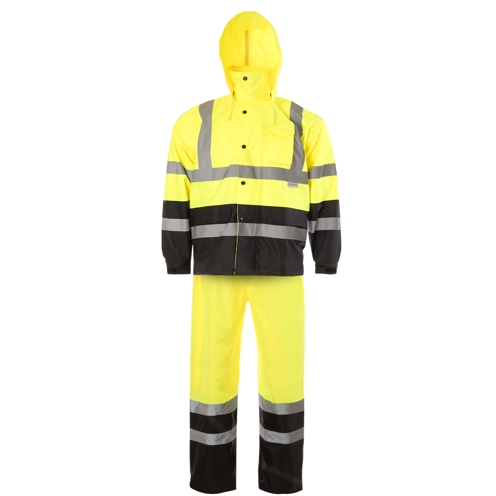 Hi-Vis Yellow/Black Rain Set - Pants & Jacket with 2