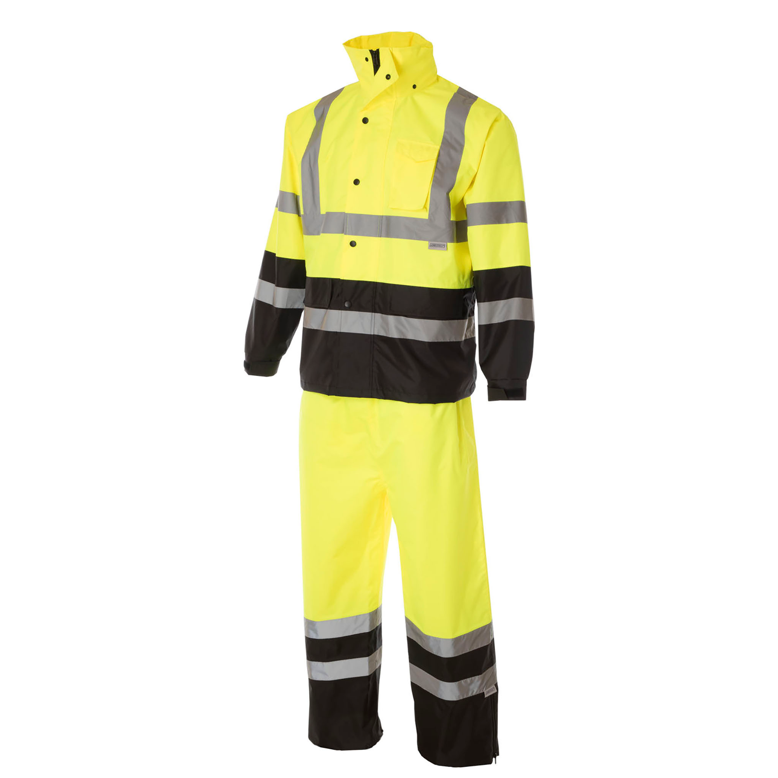 Hi-Vis Yellow/Black Rain Set - Pants & Jacket with 2
