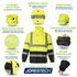 Hi-Vis Yellow/Black Rain Set - Pants & Jacket with 2" Reflective Strips