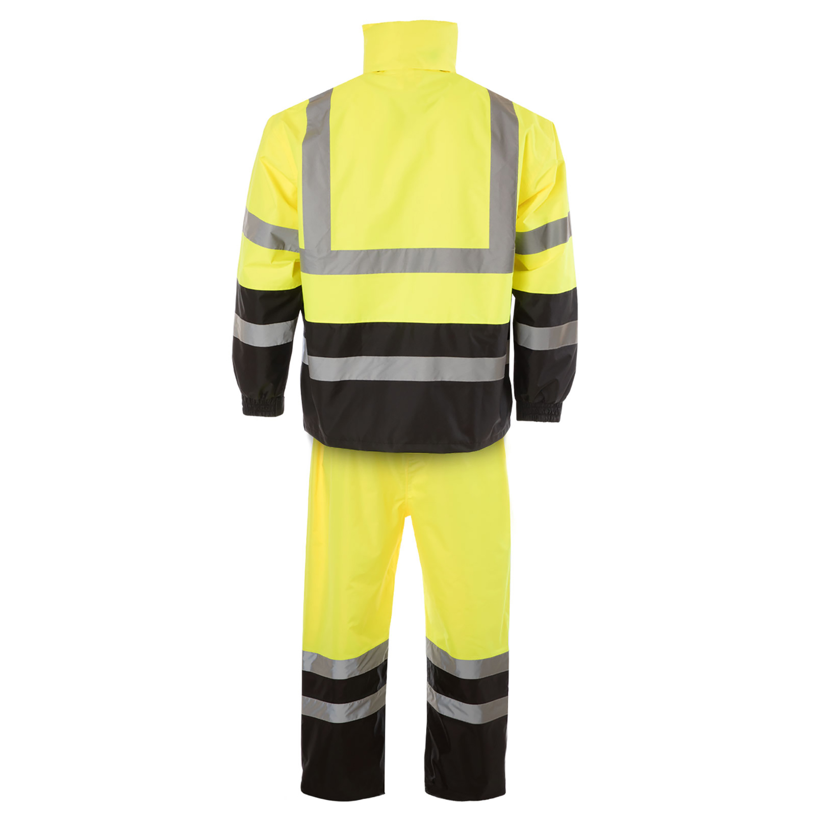 Hi-Vis Yellow/Black Rain Set - Pants & Jacket with 2