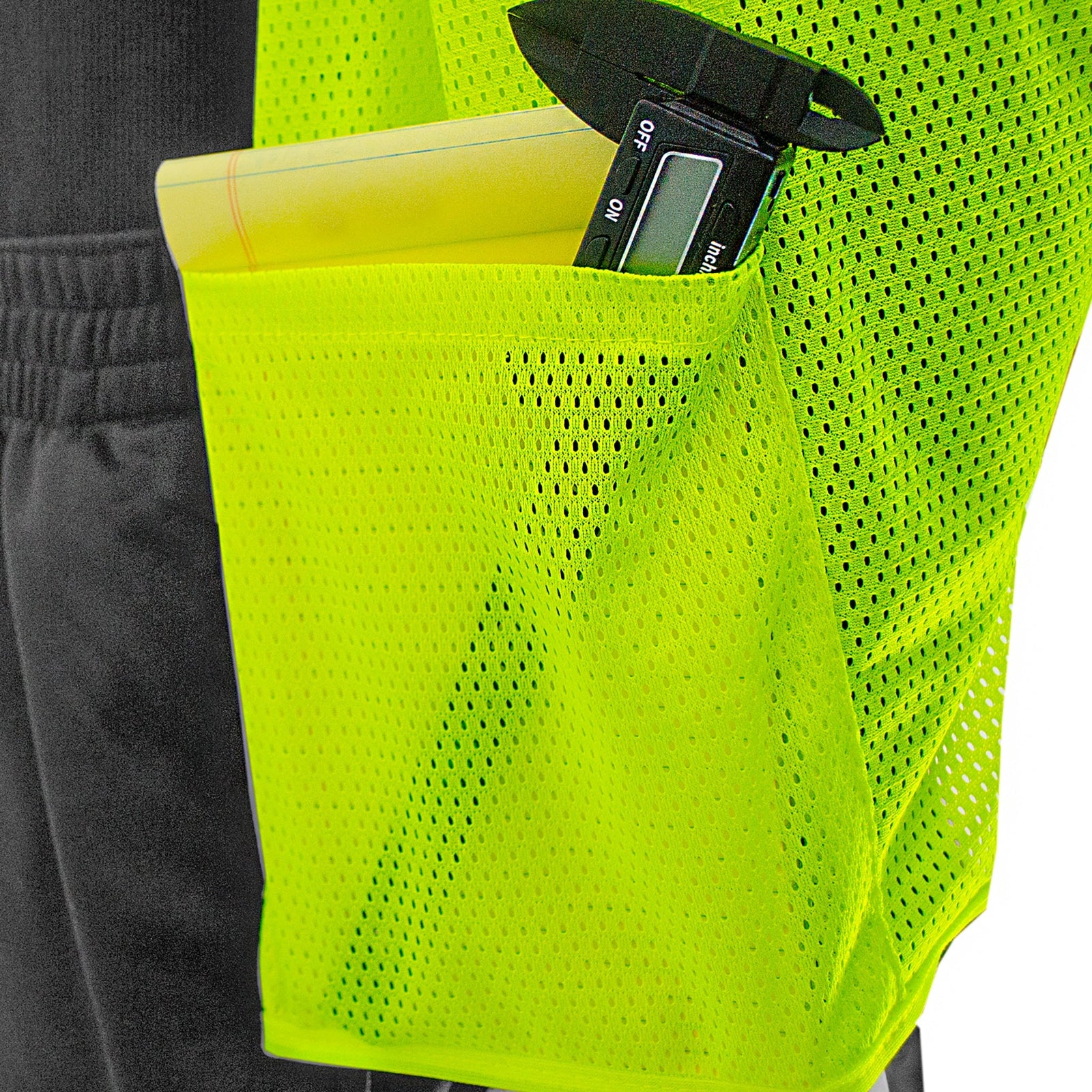 Hi-Vis Yellow Mesh Tearaway Safety Vest with 2” Reflective Strips and Pocket