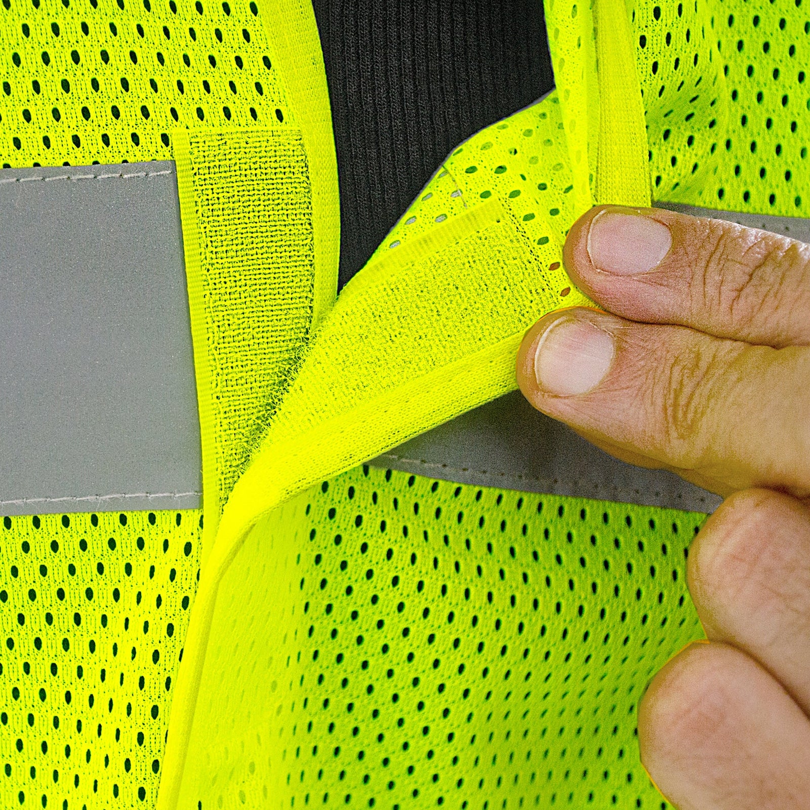 Hi-Vis Yellow Mesh Tearaway Safety Vest with 2” Reflective Strips and Pocket