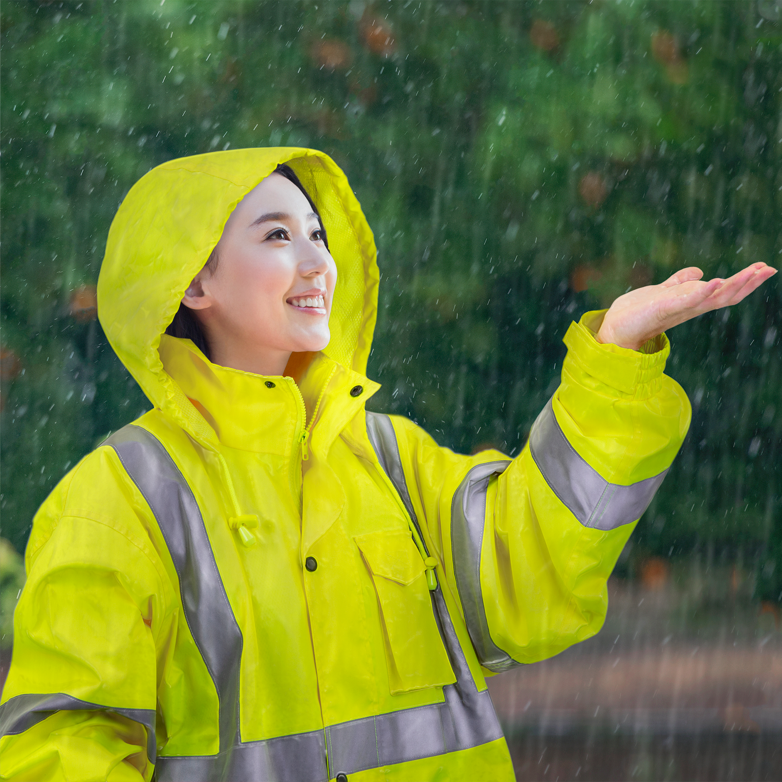Hi-Vis Yellow Raincoat with 2