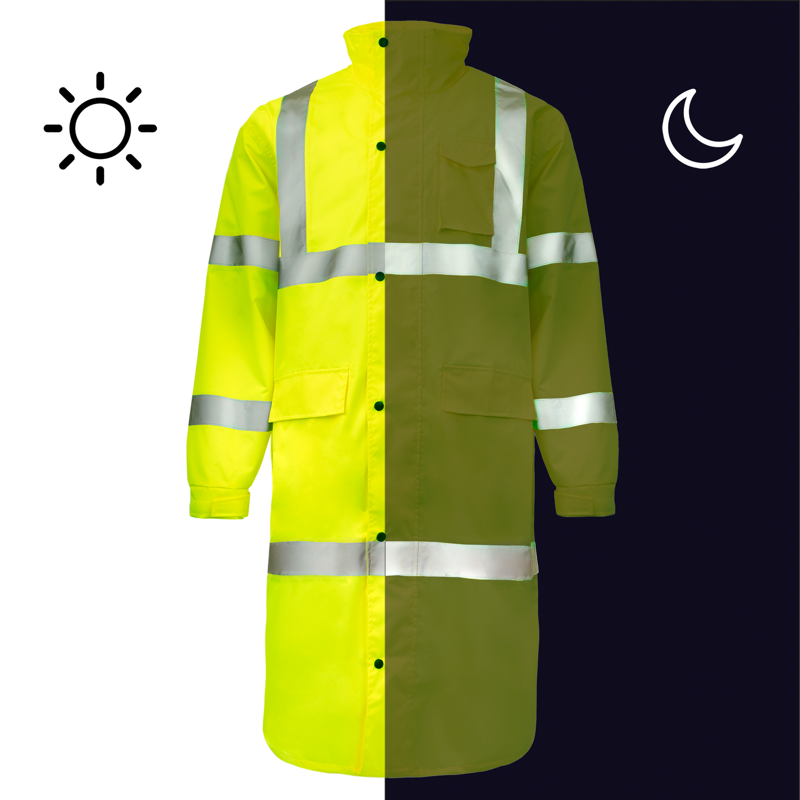 Hi-Vis Yellow Raincoat with 2