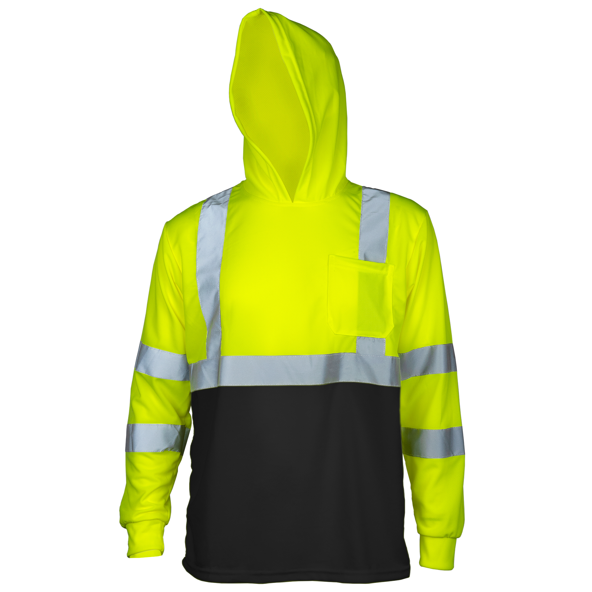 High Visibility Long Sleeve Safety Shirt With Reflective Strips and Hoodie