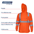 High Visibility Long Sleeve Safety Shirt With Reflective Strips and Hoodie