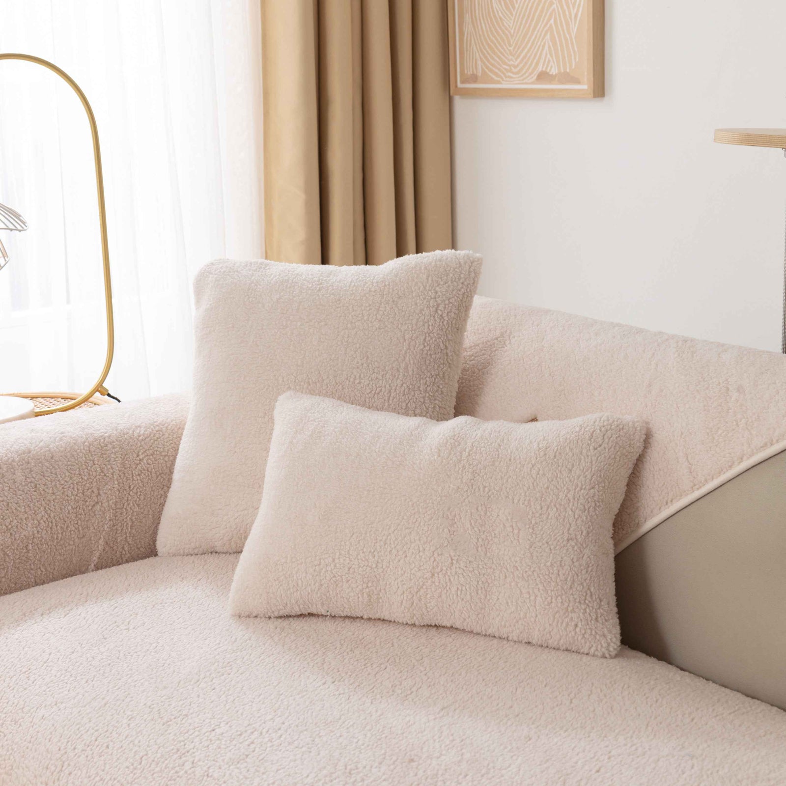 Luxury Sherpa Fleece Solid Sofa Towels Thickened Plush Non Slip Sofa Cushion Covers