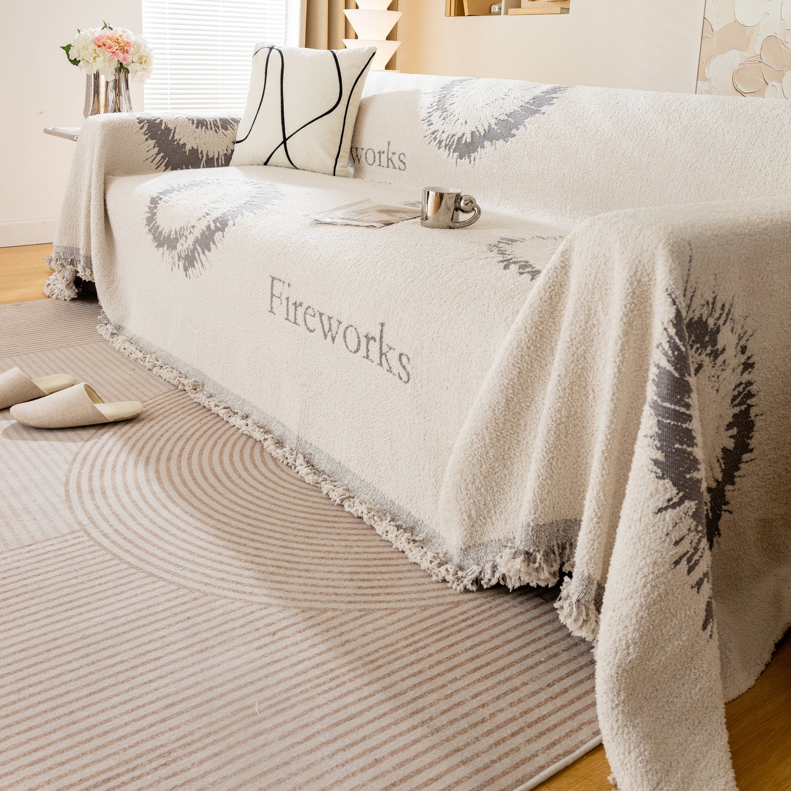 Fireworks Reversible Couch Cover Blankets Furniture Covers Washable Sectional Couch Covers